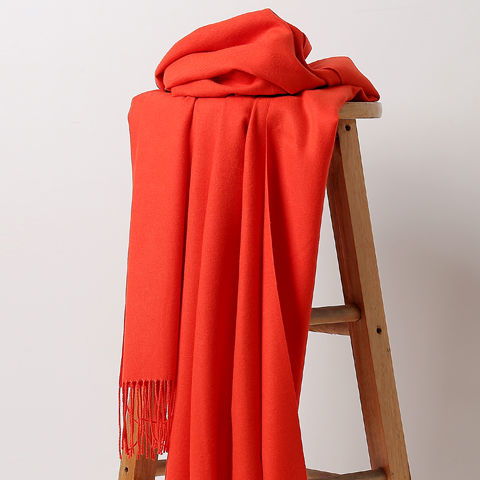 羊绒围巾红围巾女季纯色保暖羊绒披肩韩版围脖